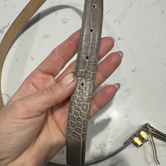 Carlisle Vintage Leather Belt Croc Embossed Taupe Mixed Metal Buckle Size M, EUC - Picture 5 of 8